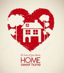 15794661-Illustration-of-home-icons-house-silhouette-on-heart-sketch-vector-illustration-Stock-Vector